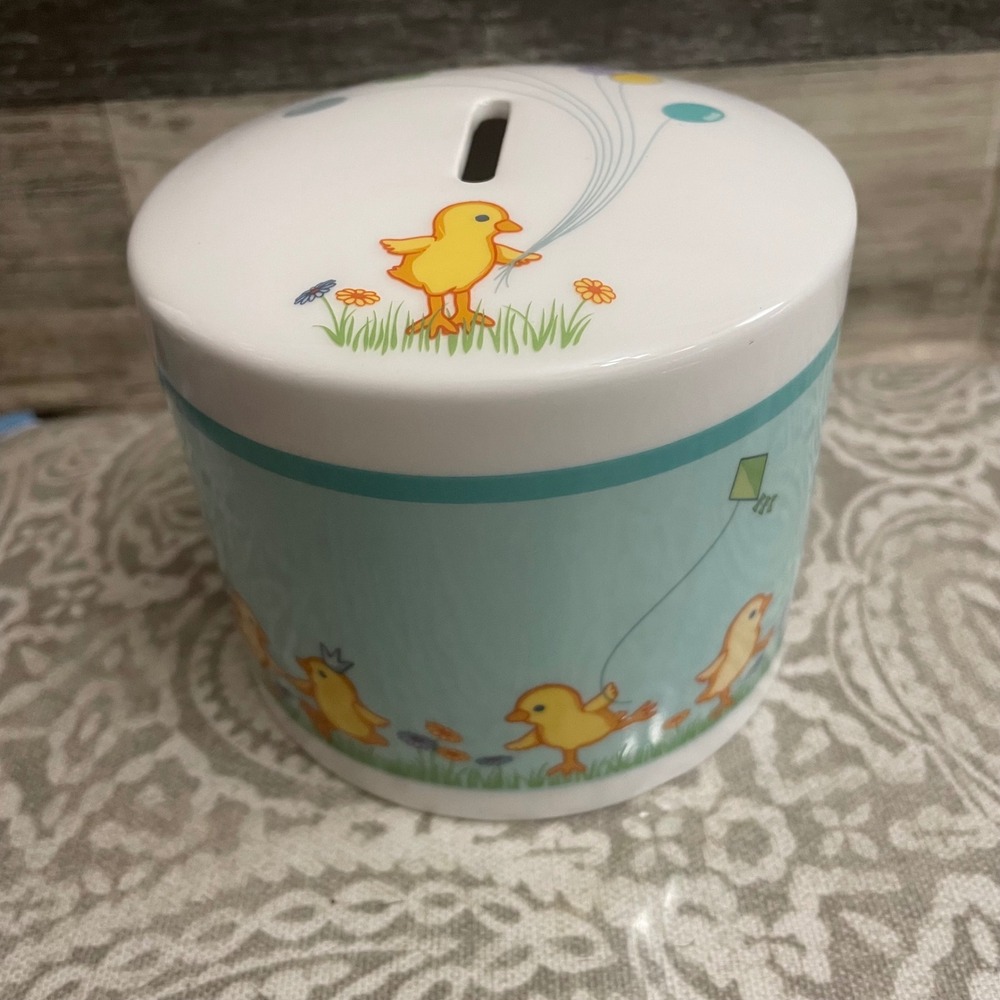 Tiffany & Co. Chicks Coin Bank Ceramic Money Box Baby Nursery Decor Japan *read